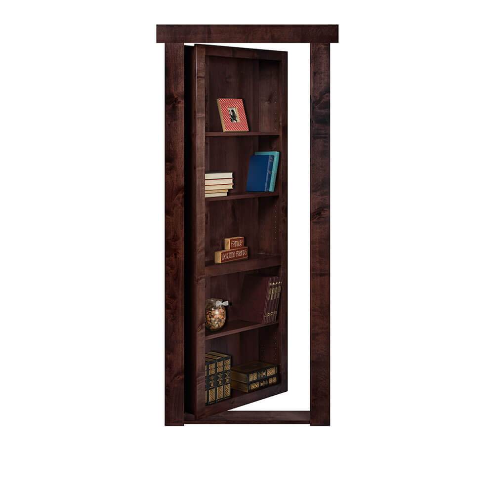 Single Flush Mount Hidden Knotty Alder Bookcase Door