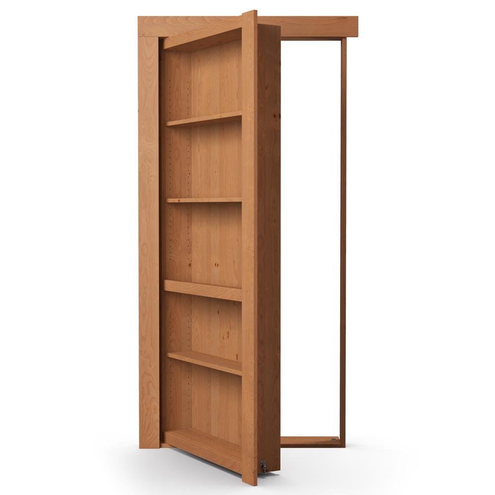 Single Flush Mount Hidden Knotty Alder Bookcase Door