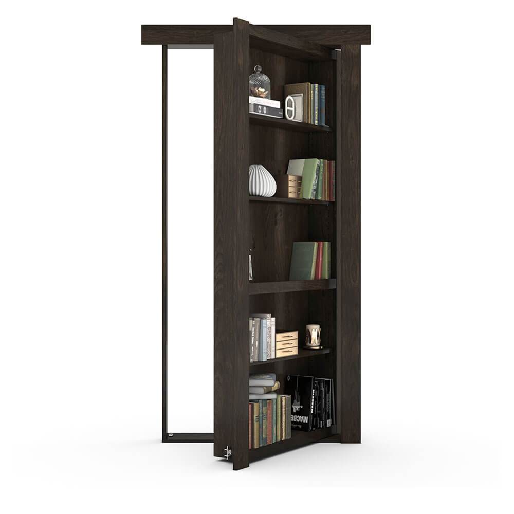 Single Flush Mount Hidden Knotty Alder Bookcase Door