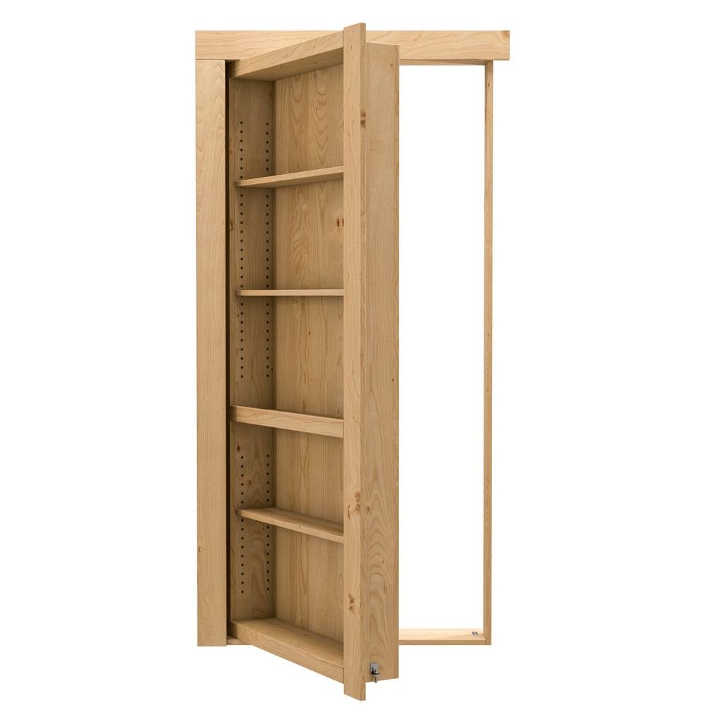 Single Flush Mount Hidden Knotty Alder Bookcase Door