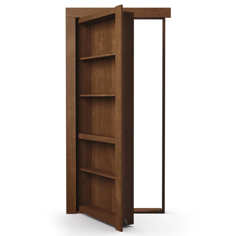 Single Flush Mount Hidden Knotty Alder Bookcase Door