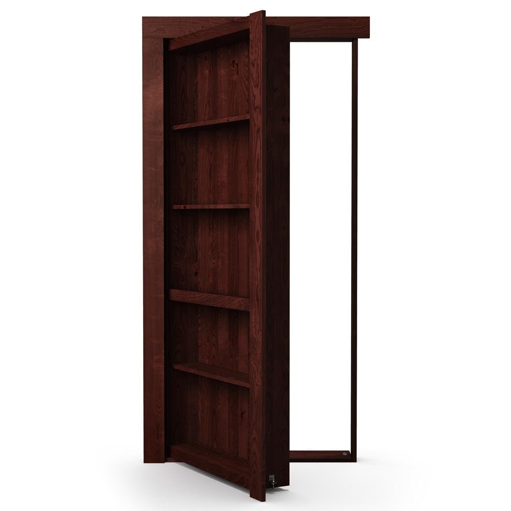 Single Flush Mount Hidden Knotty Alder Bookcase Door