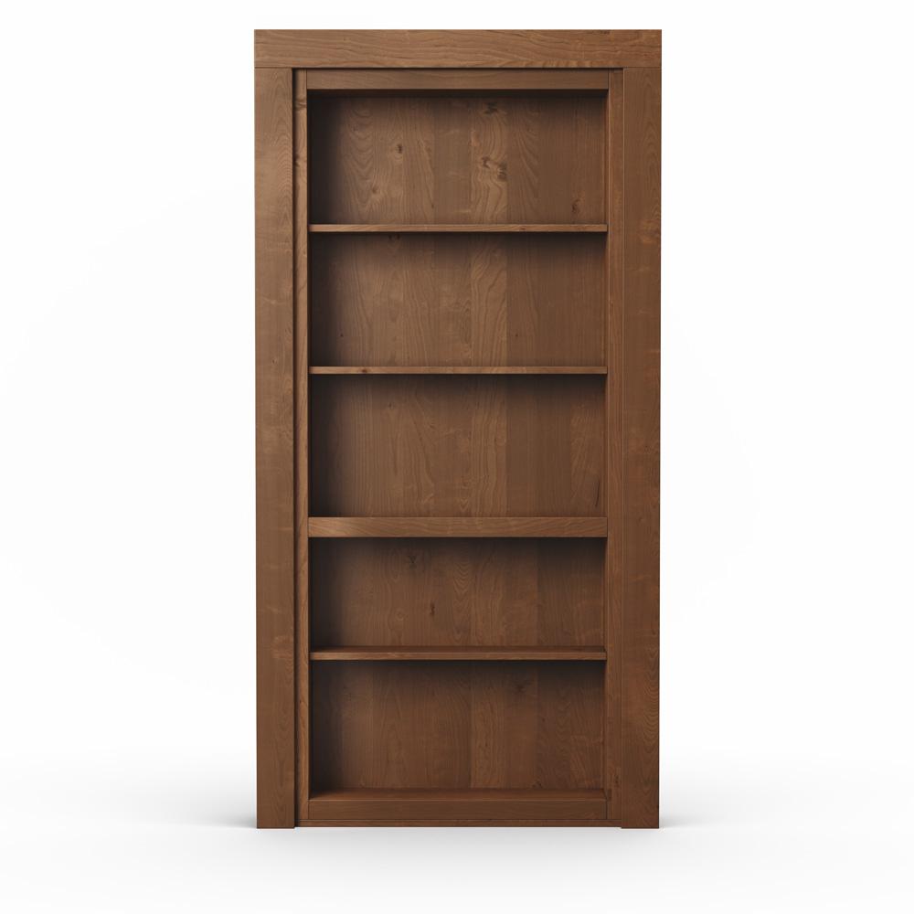 Single Flush Mount Hidden Knotty Alder Bookcase Door