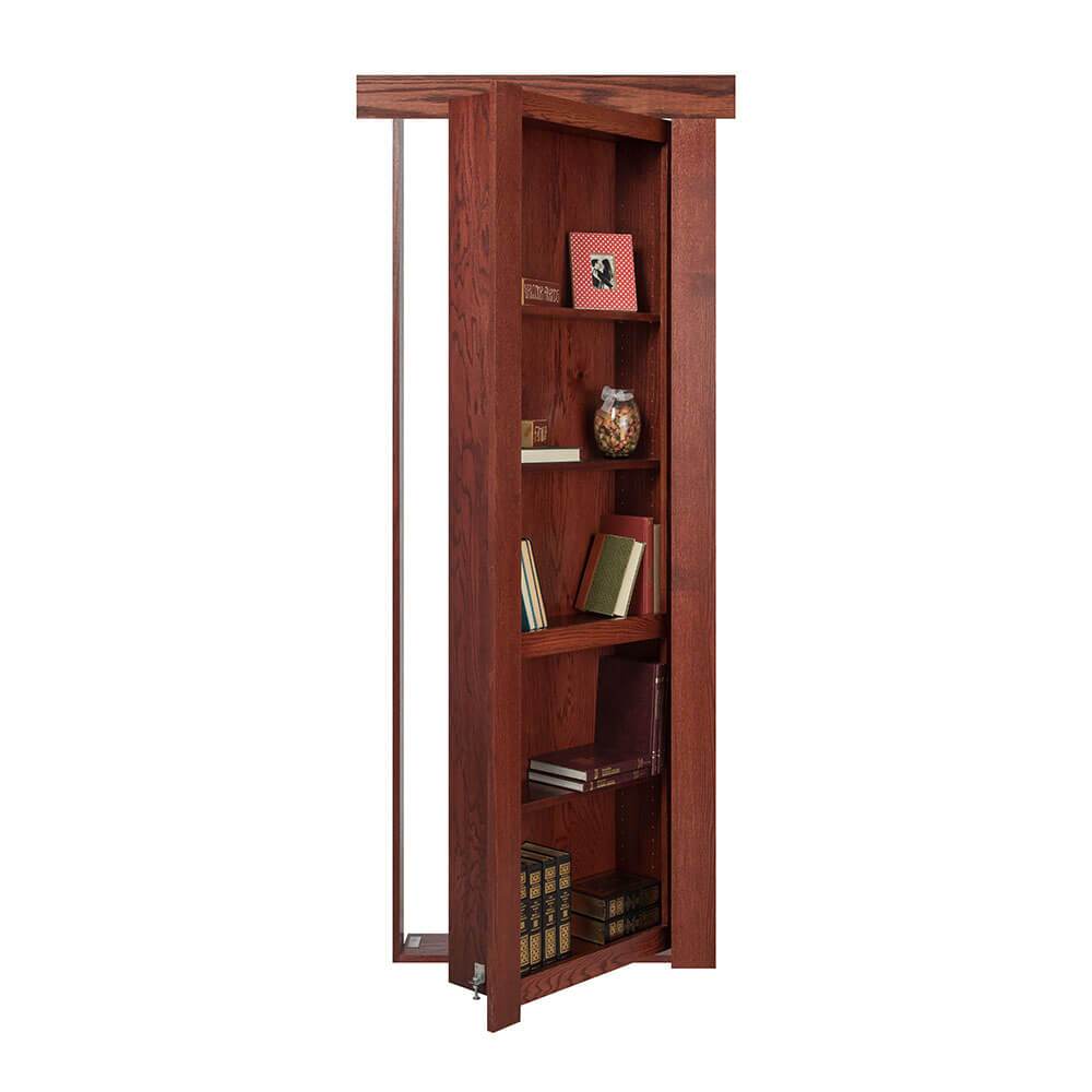 Single Flush Mount Oak Hidden Bookcase Door