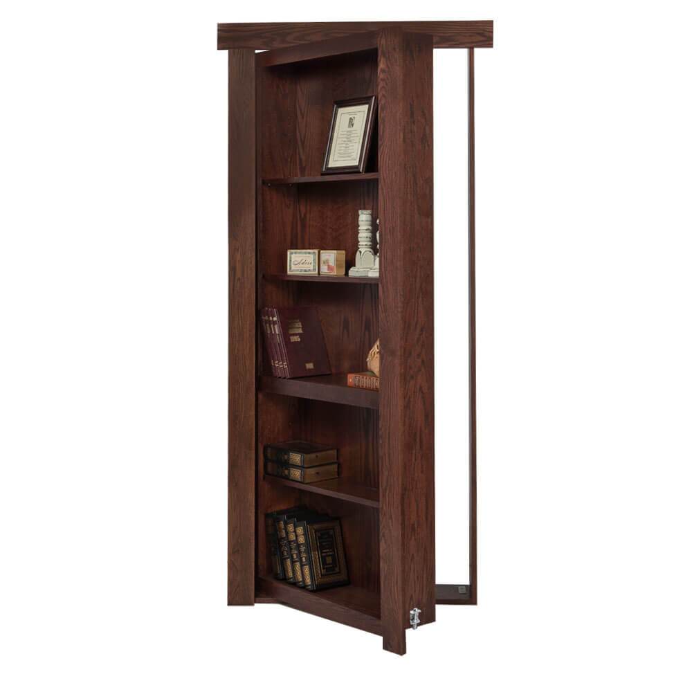 Single Flush Mount Oak Hidden Bookcase Door