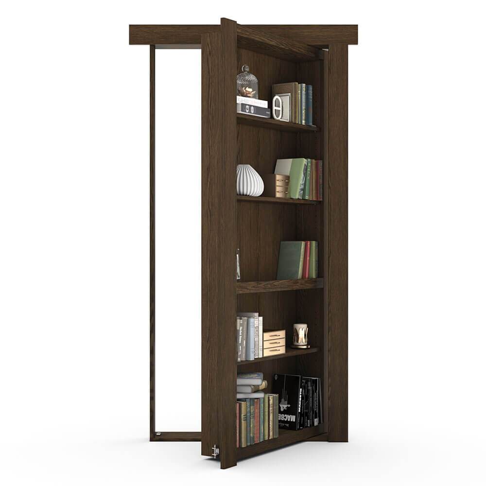 Single Flush Mount Oak Hidden Bookcase Door