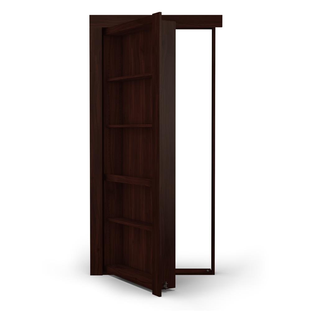 Single Flush Mount Walnut Hidden Bookcase Door