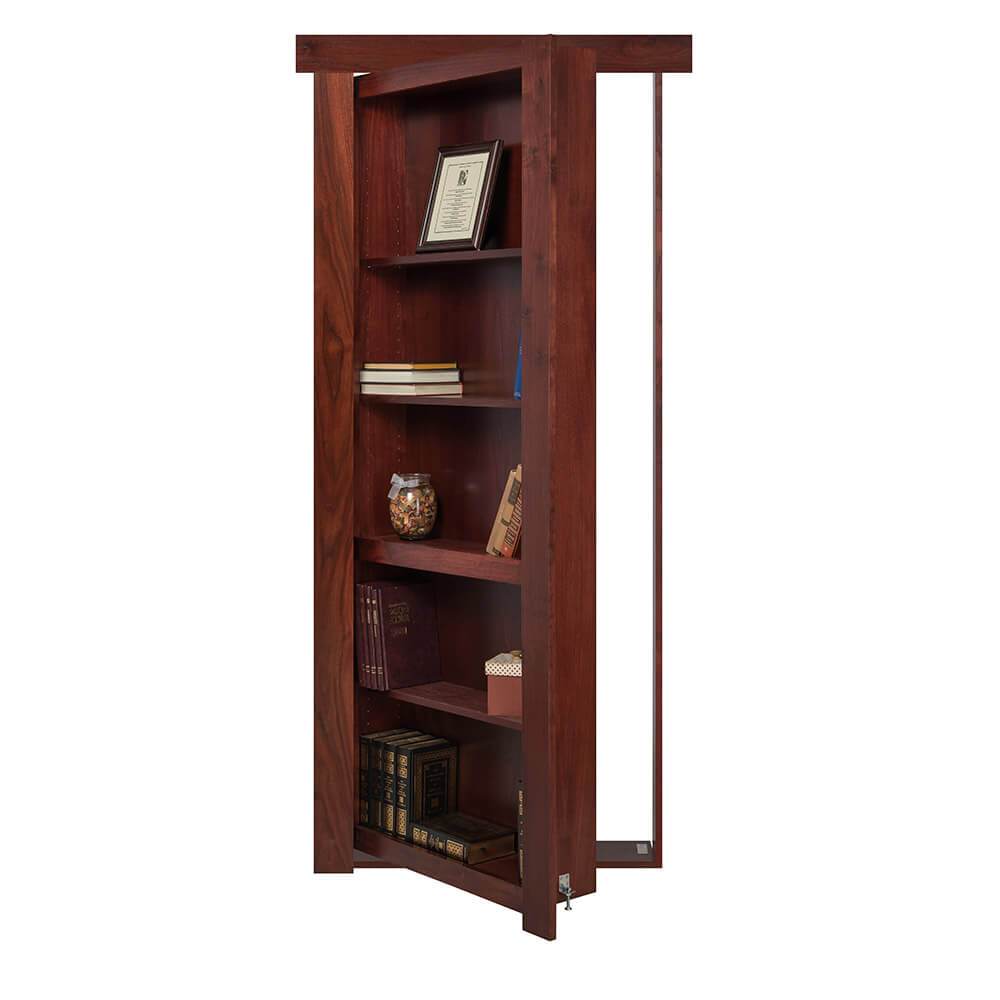 Single Flush Mount Walnut Hidden Bookcase Door