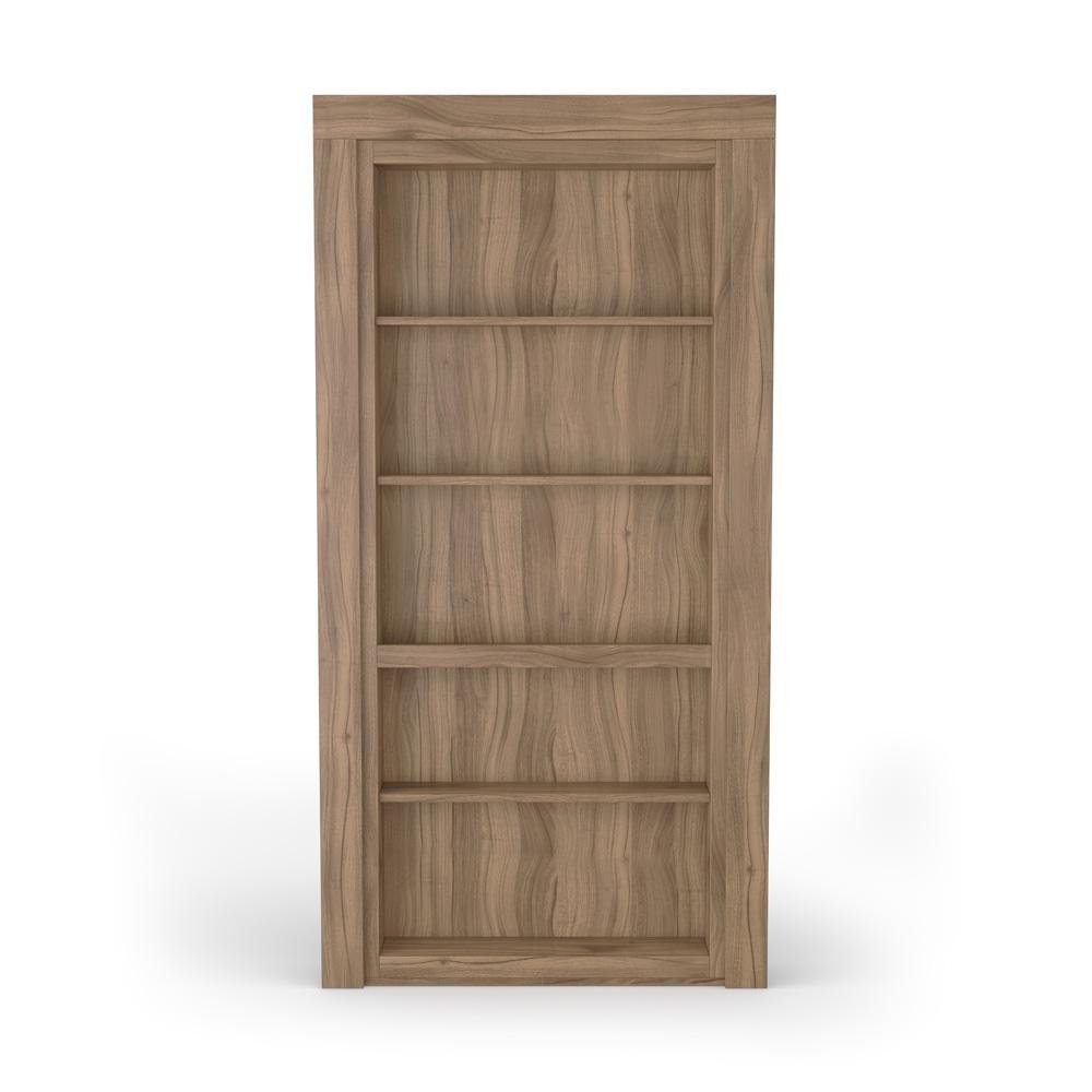 Single Flush Mount Walnut Hidden Bookcase Door
