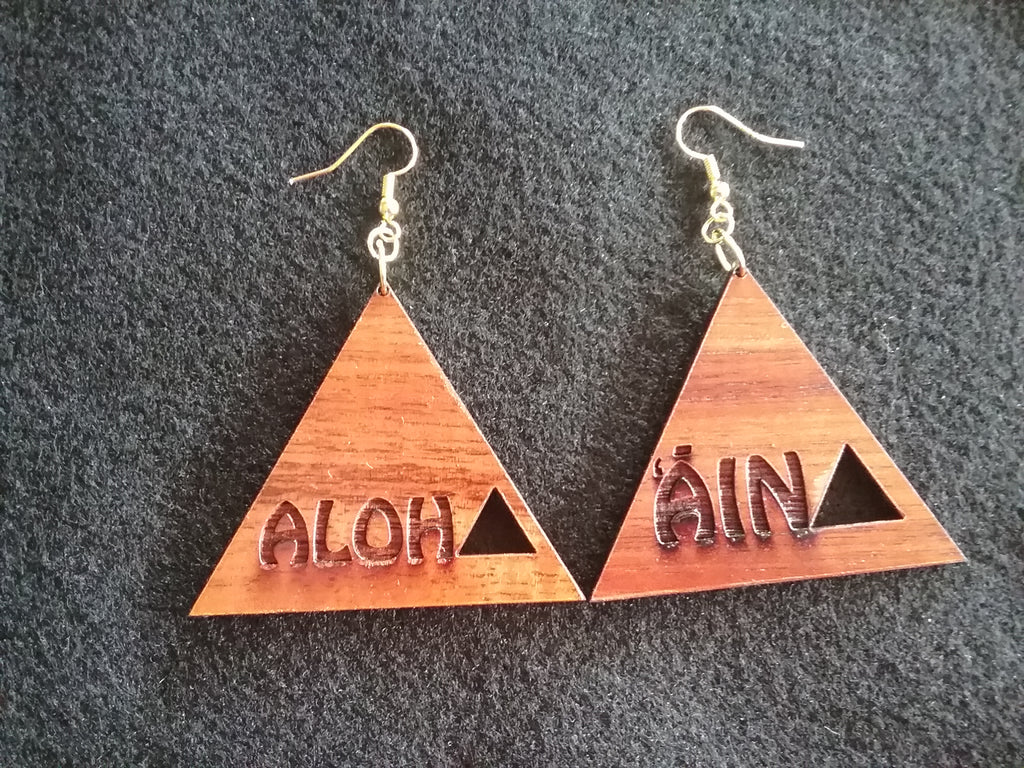 Aloha 'Āina Koa Earrings - Hawaii Bookmark