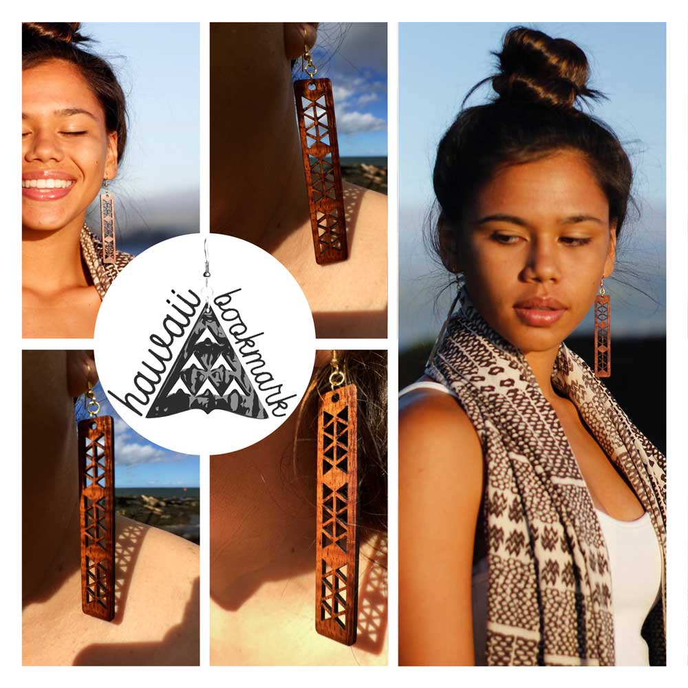 Kapena Koa Wood Earrings - Hawaii Bookmark