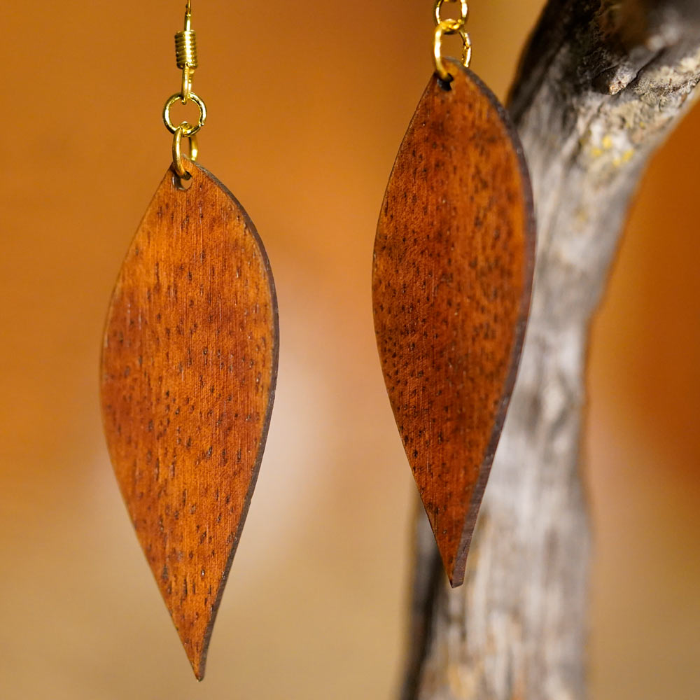 Hā'ule Lau Koa Earrings - Hawaii Bookmark