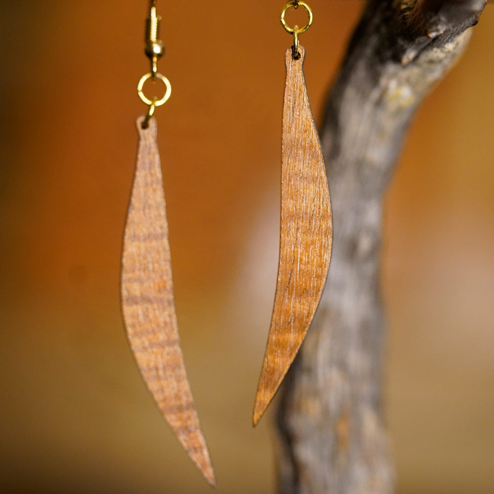 Beautiful Koa Leaf Earrings - Hawaii Bookmark