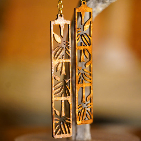 Ohe Koa Wood Earrings - Hawaii Bookmark