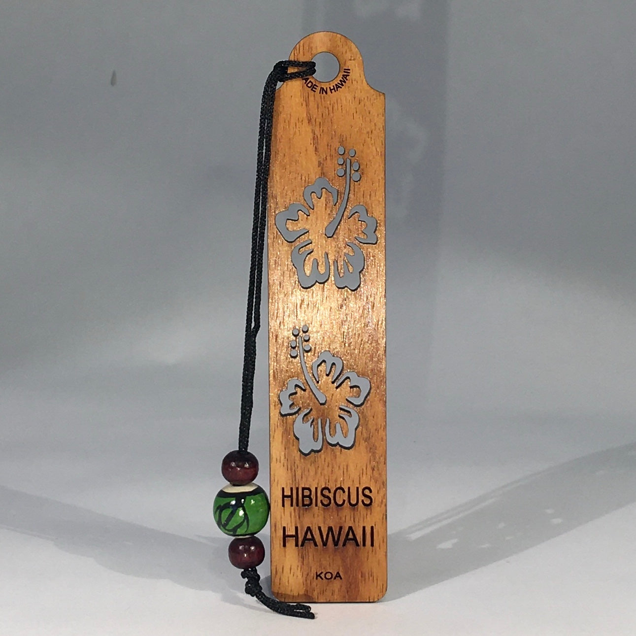 Double Hibiscus Koa Bookmark - Hawaii Bookmark