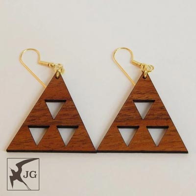 Mauna Dangle Koa Earrings - Hawaii Bookmark