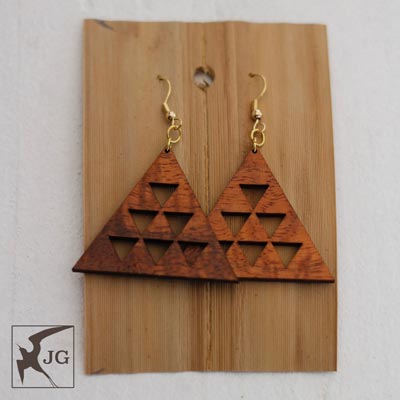 Mauna Li'i Koa Wood Earrings - Hawaii Bookmark