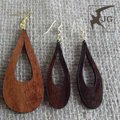 Peleʻs Tears Li'i Koa Earrings - Hawaii Bookmark