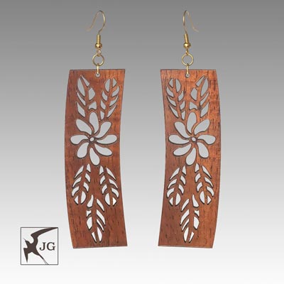 Tiare Koa Wood Earrings - Hawaii Bookmark