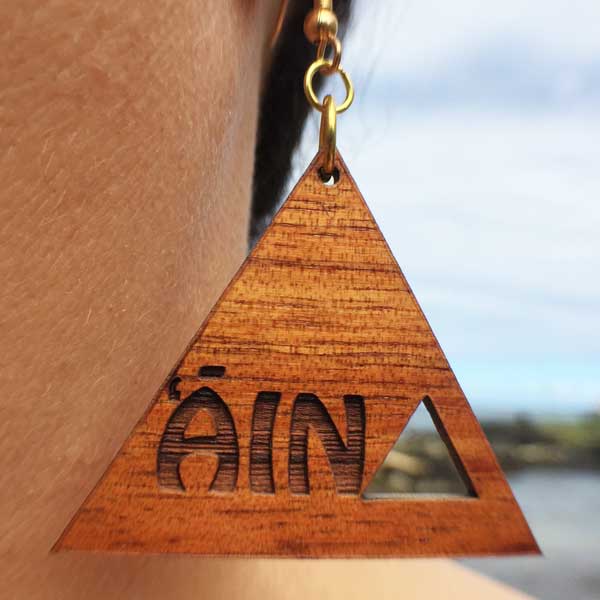 Aloha 'Āina Koa Earrings - Hawaii Bookmark