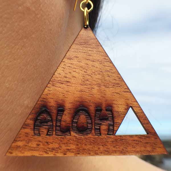 Aloha Koa Earrings - Hawaii Bookmark