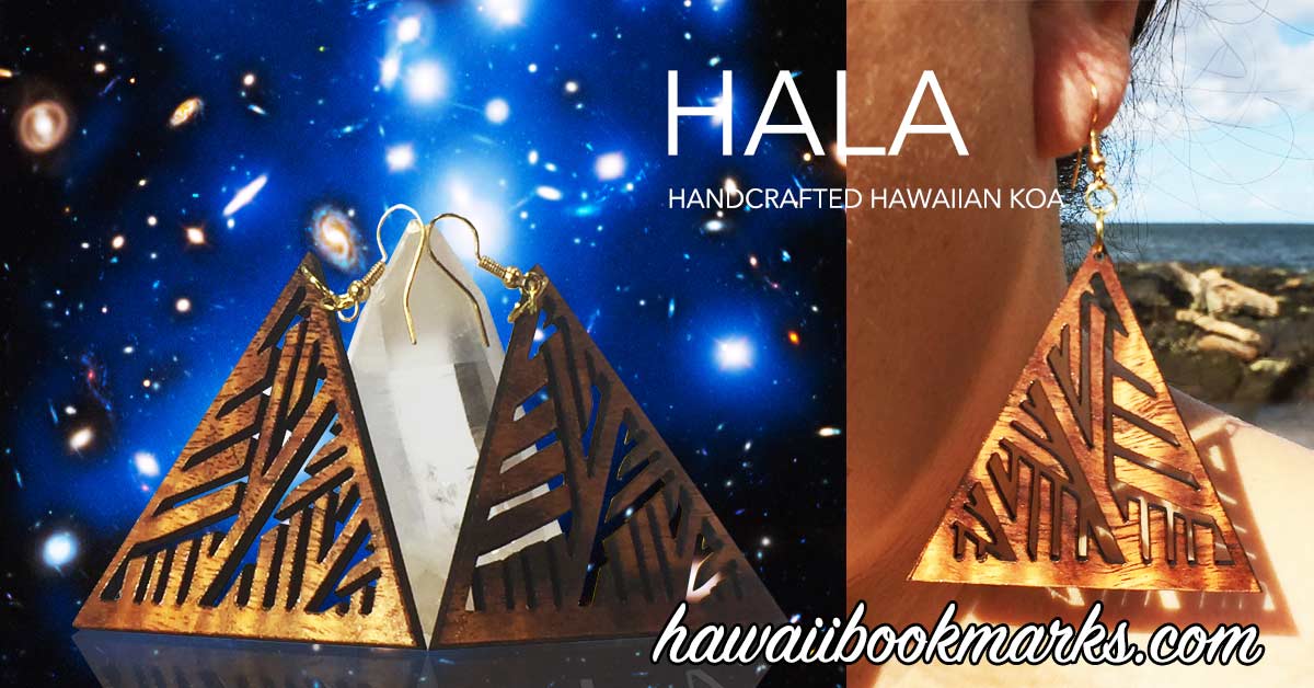 Hala Koa Wood Earrings - Hawaii Bookmark