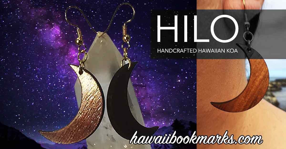 Hilo Koa Wood Earrings - Hawaii Bookmark