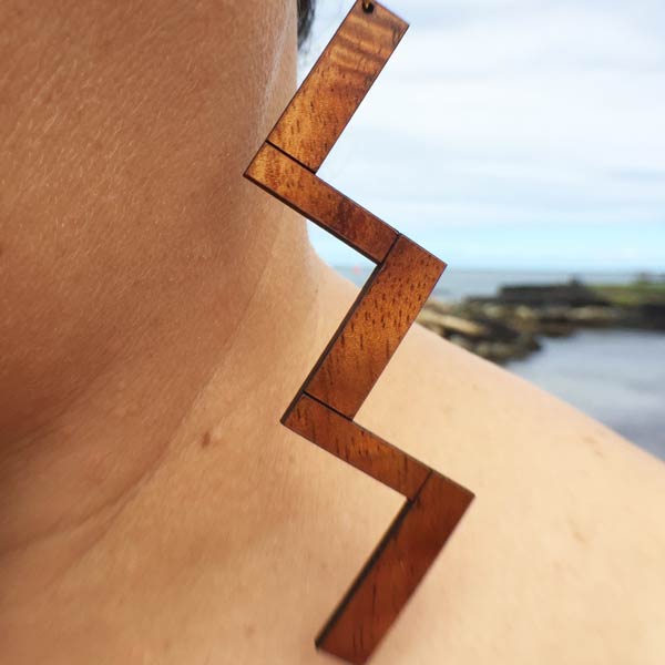 Hala Haku Koa Earrings - Hawaii Bookmark