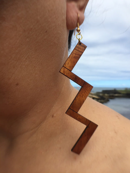 Hala Haku Koa Earrings - Hawaii Bookmark