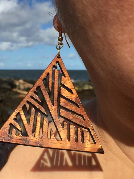 Hala Koa Wood Earrings - Hawaii Bookmark