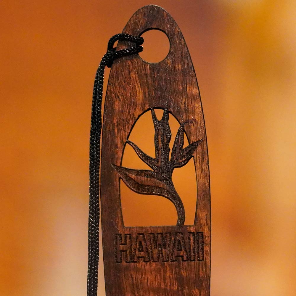 Bird of Paradise Koa Bookmark - Hawaii Bookmark