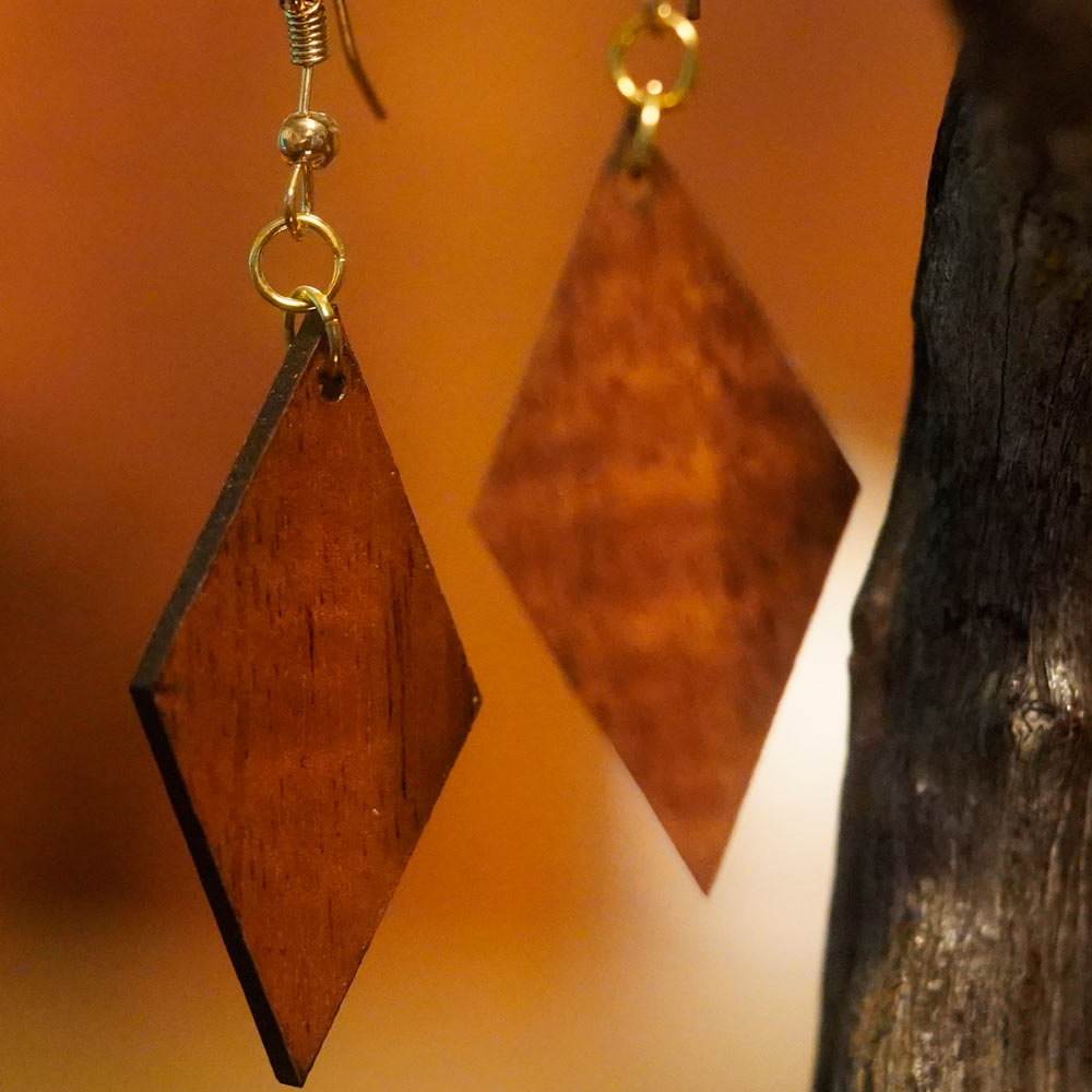 Kaimana Koa Earrings - Hawaii Bookmark