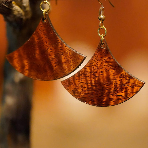 Mino'aka Koa Wood Earrings - Hawaii Bookmark