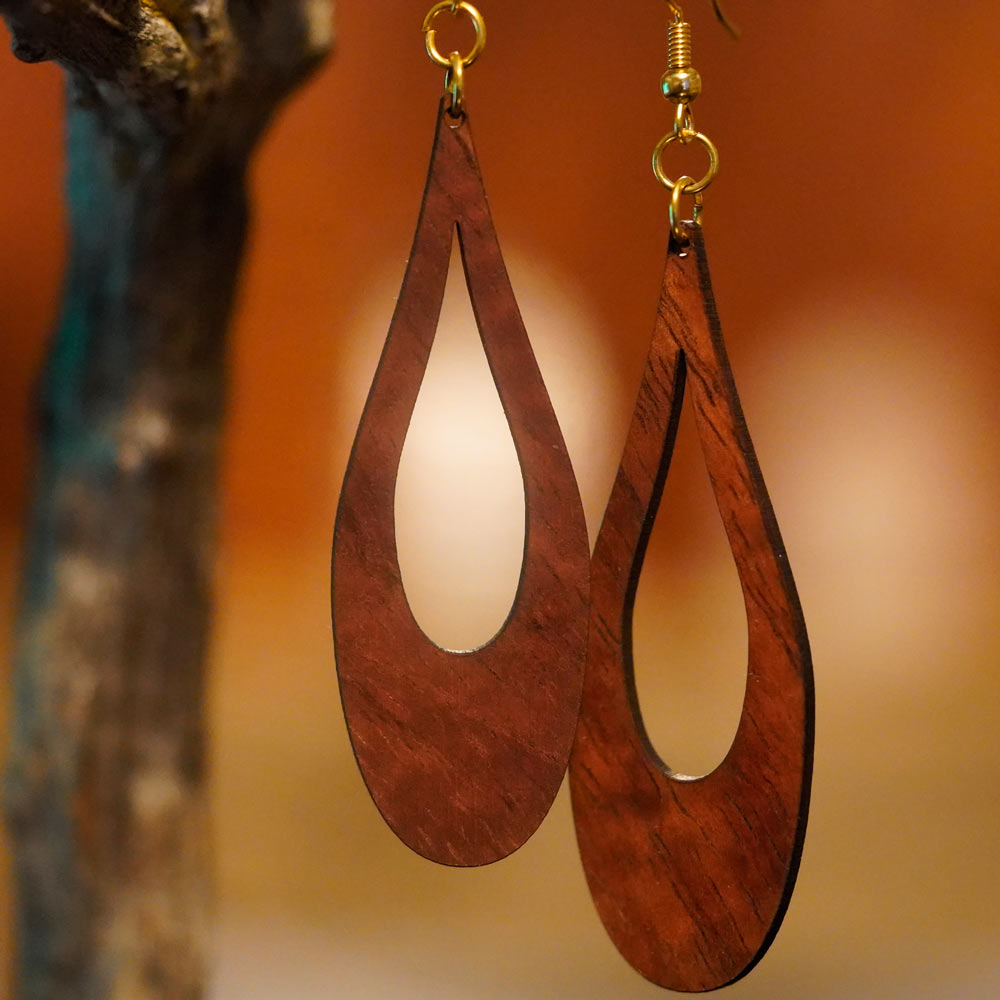 Peleʻs Tears Li'i Koa Earrings - Hawaii Bookmark