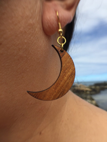 Hilo Koa Wood Earrings - Hawaii Bookmark