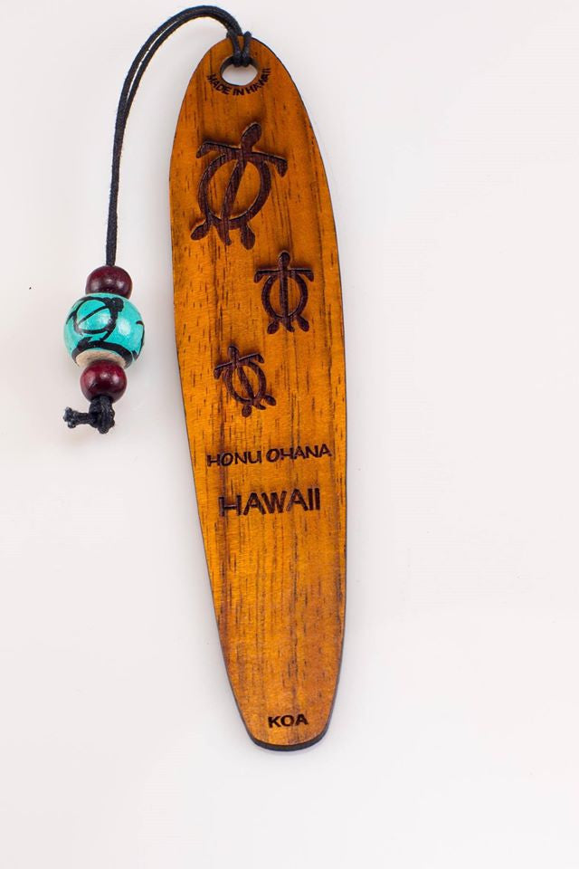 Honu 'Ohana Koa Bookmark - Hawaii Bookmark