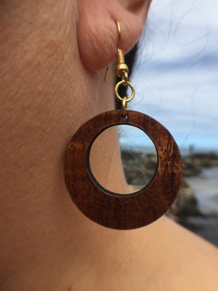 Hoops Koa Wood Earrings - Hawaii Bookmark