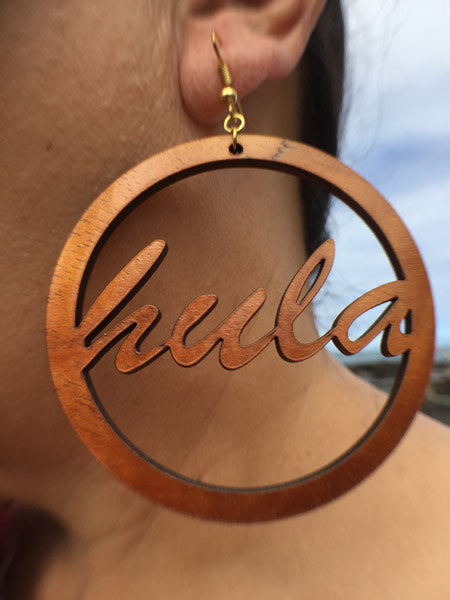 Hula Koa Wood Earrings - Hawaii Bookmark