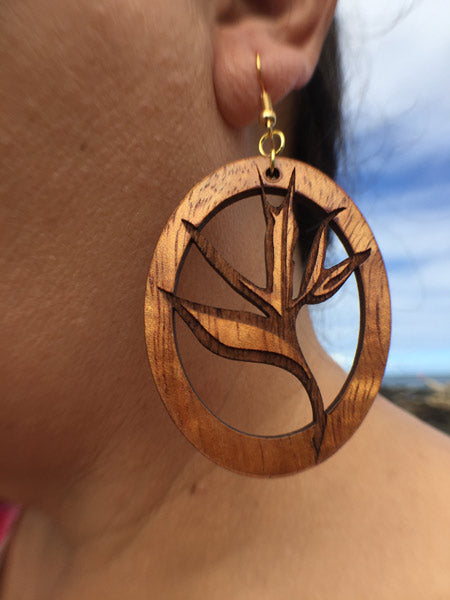 Kahio Koa Wood Earrings - Hawaii Bookmark