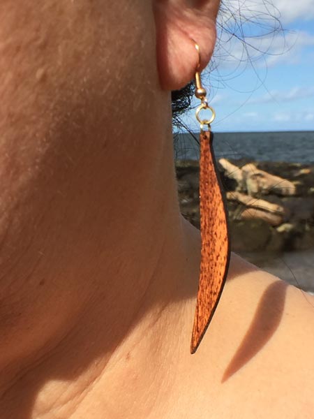 Beautiful Koa Leaf Earrings - Hawaii Bookmark