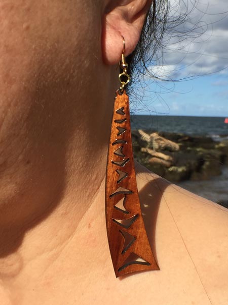 Manu Makani Koa Wood Earrings - Hawaii Bookmark