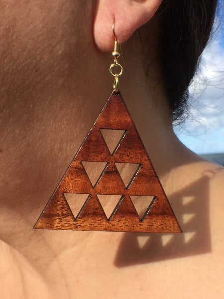Da Mauna Koa Earrings - Hawaii Bookmark
