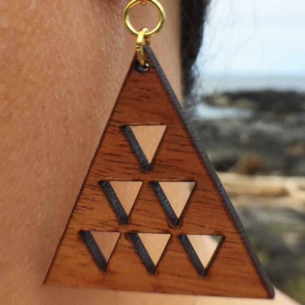 Mauna Li'i Koa Wood Earrings - Hawaii Bookmark