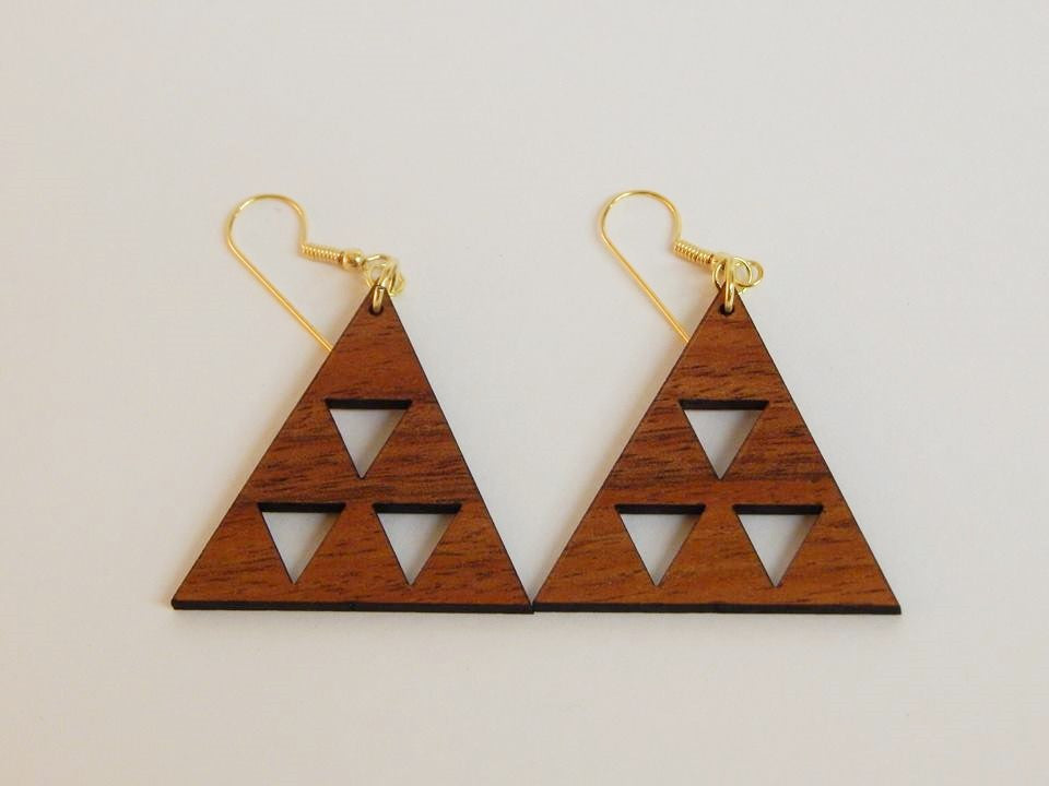 Mauna Dangle Koa Earrings - Hawaii Bookmark