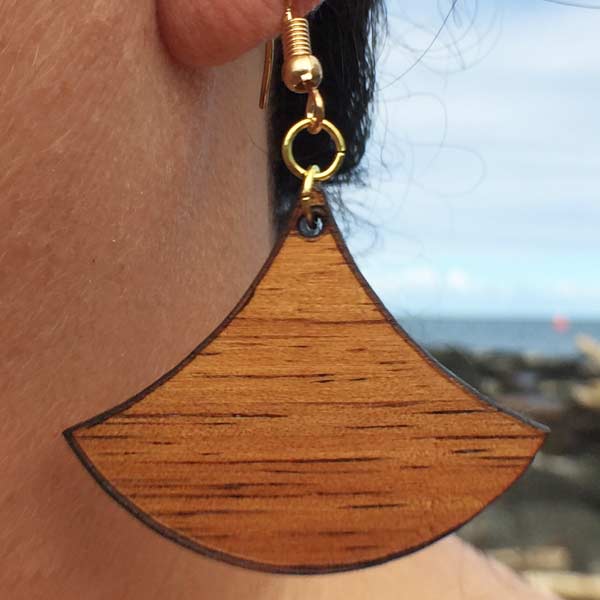 Mino'aka Koa Wood Earrings - Hawaii Bookmark