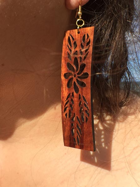 Tiare Koa Wood Earrings - Hawaii Bookmark