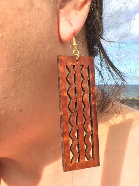 Wailuku Nui Koa Earrings - Hawaii Bookmark